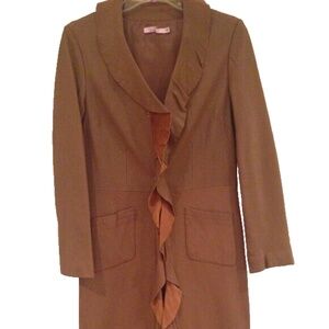 Calypso St Barth Brown Ruffled Leather Trench Coat